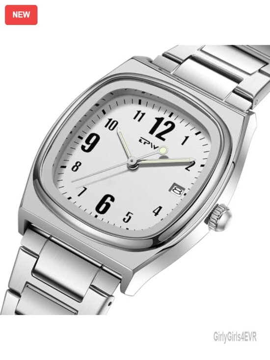 Square Women\'s Watch: Stainless Steel Strap Analog Quartz Luminous Elegant